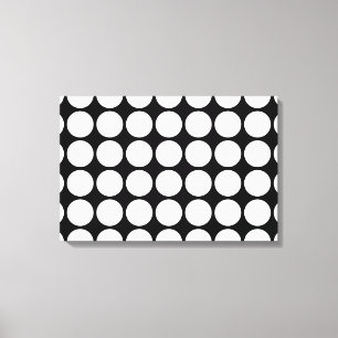 White Polka Dots on Black Canvas Print