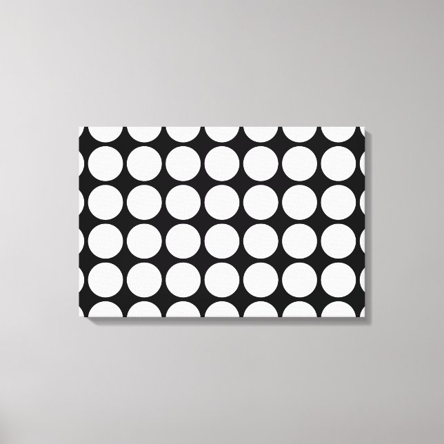 White Polka Dots on Black Canvas Print (Front)