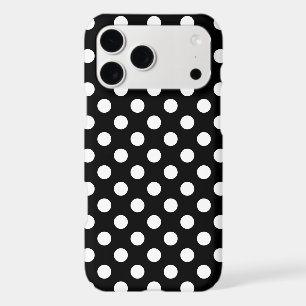 White polka dots on black iPhone 17 pro max case