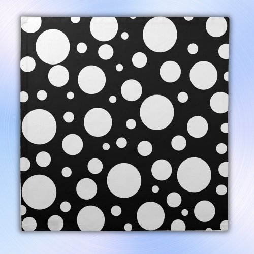White Polka Dots on Black  Cloth Napkin