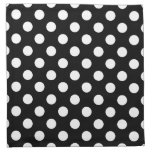White polka dots on black cloth napkin
