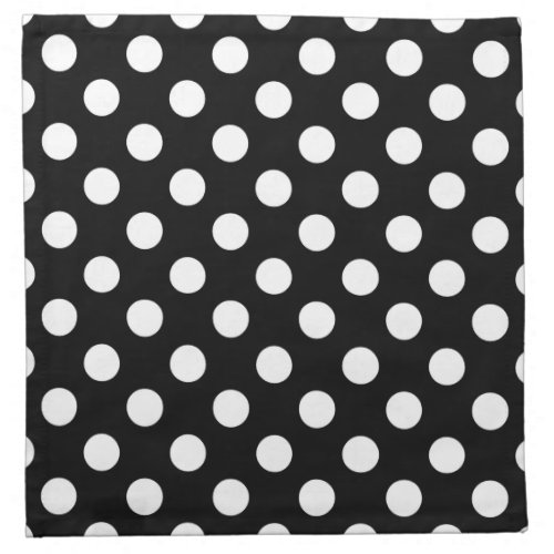 White polka dots on black cloth napkin