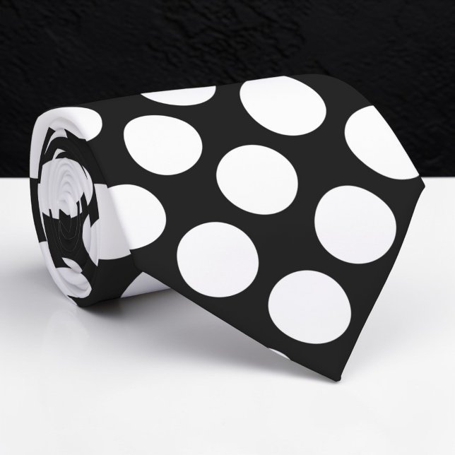White Polka Dots on Black Custom Necktie (Creator Uploaded)