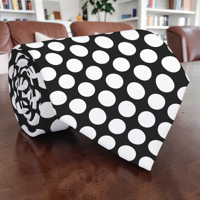 White Polka Dots on Black Custom Necktie (Creator Uploaded)