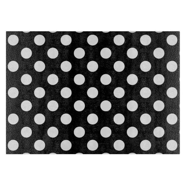 White polka dots on black cutting board (Front)