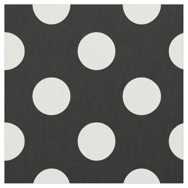 White polka dots on black fabric (Close Up)