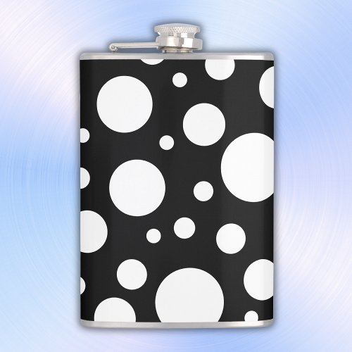 White Polka Dots on Black  Flask