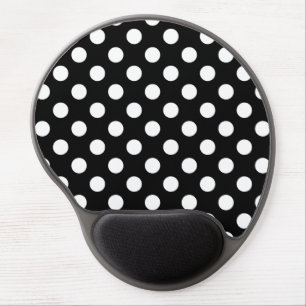 White polka dots on black gel mouse pad