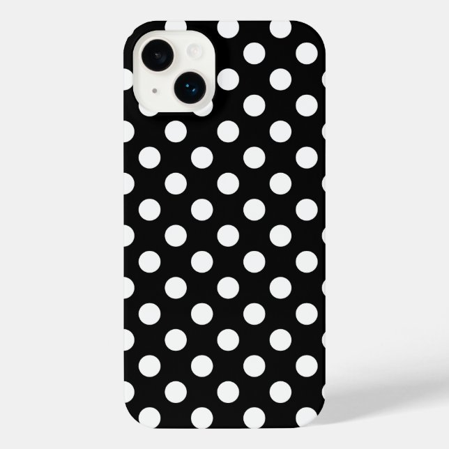 White polka dots on black iPhone case (Back)