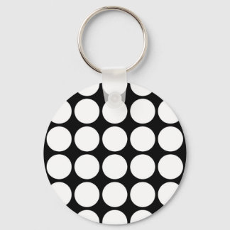 White Polka Dots on Black Keychain