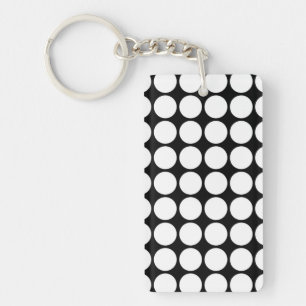 White Polka Dots on Black Keychain