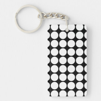 White Polka Dots on Black Keychain