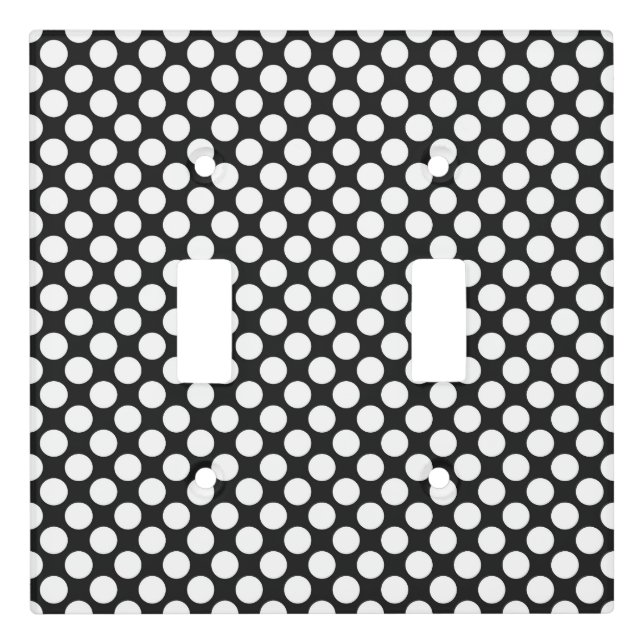 White Polka Dots On Black Light Switch Cover (Front)