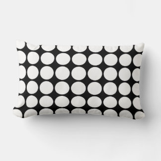 White Polka Dots on Black Lumbar Pillow