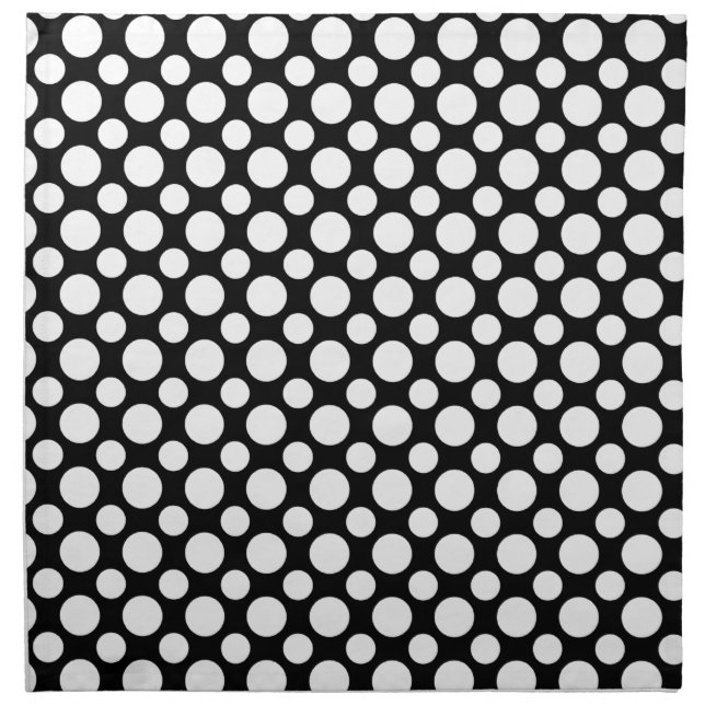 White Polka Dots on Black Napkins (Front)