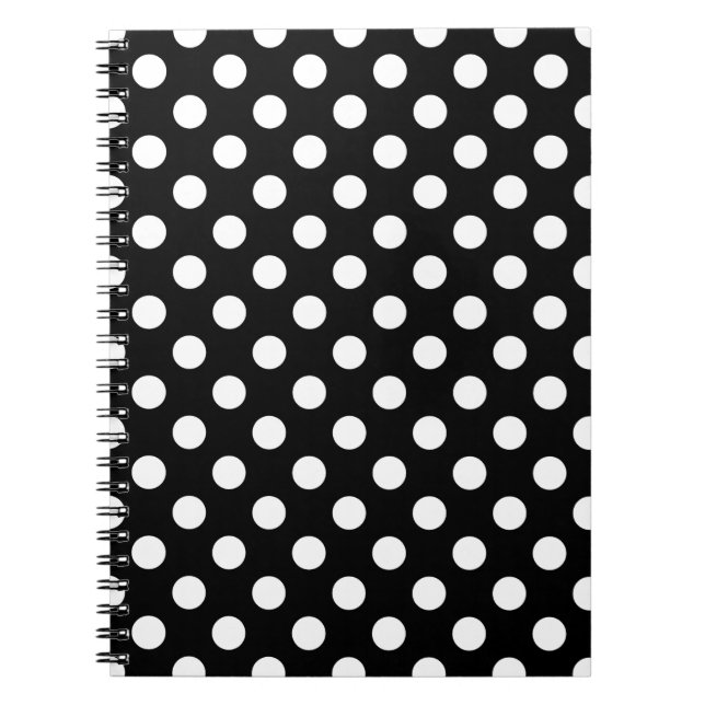 White polka dots on black notebook (Front)