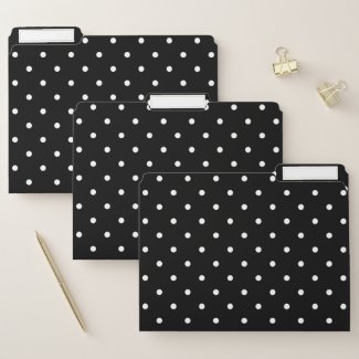 White Polka Dots on Black Pattern File Folder