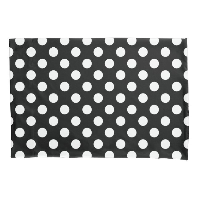 White polka dots on black pillow case (Front)