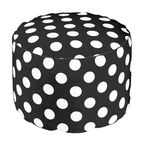 White polka dots on black pouf