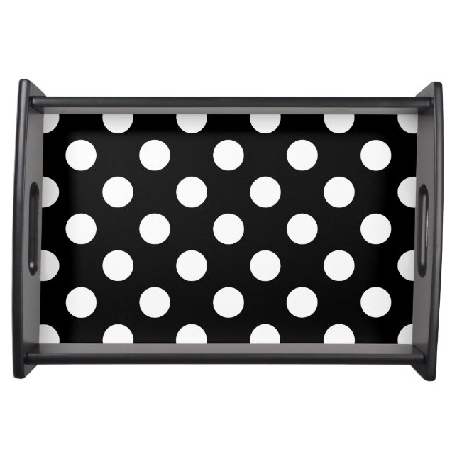 White polka dots on black serving tray (Front)