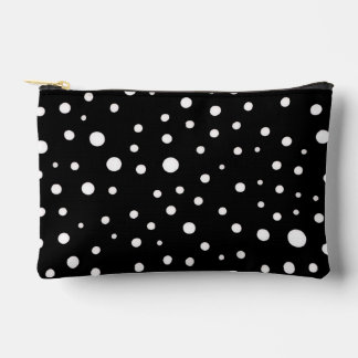 White Polka Dots on Black Small Accessory Pouch