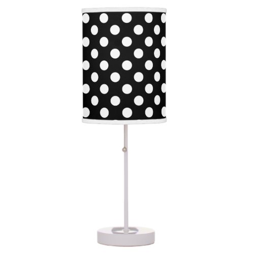 White polka dots on black table lamp
