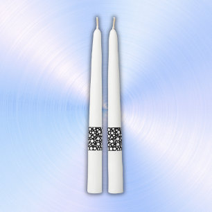 White Polka Dots on Black Taper Candle
