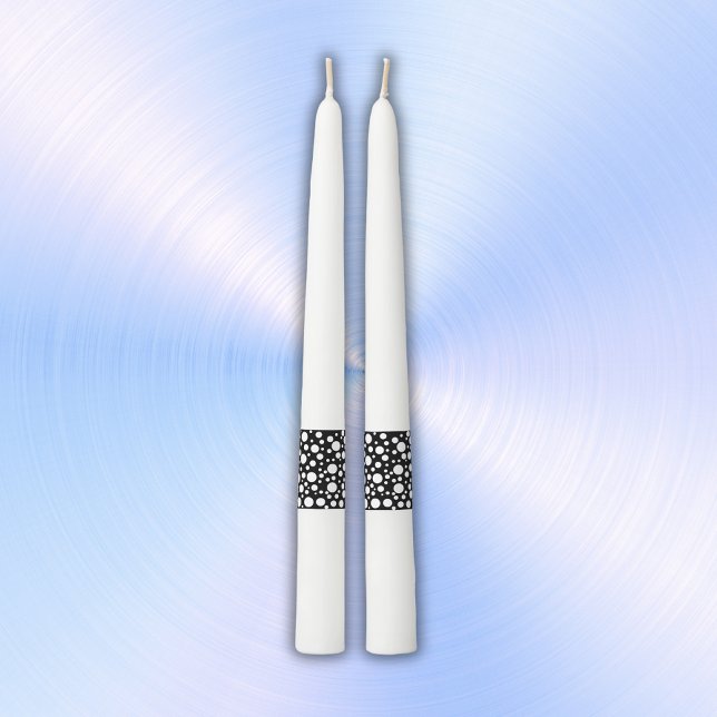 White Polka Dots on Black | Taper Candle (Creator Uploaded)