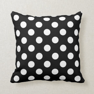 White polka dots on black throw pillow
