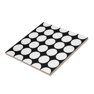 White Polka Dots on Black Tile