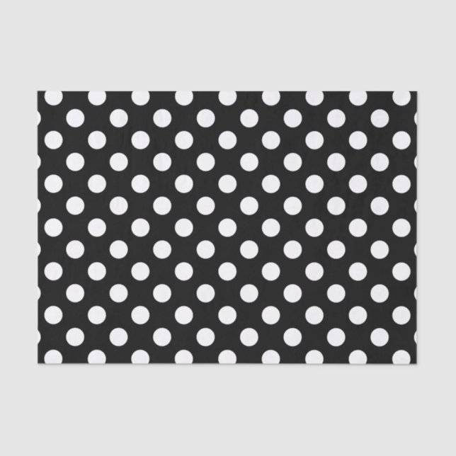 White polka dots on black tissue paper (Front)