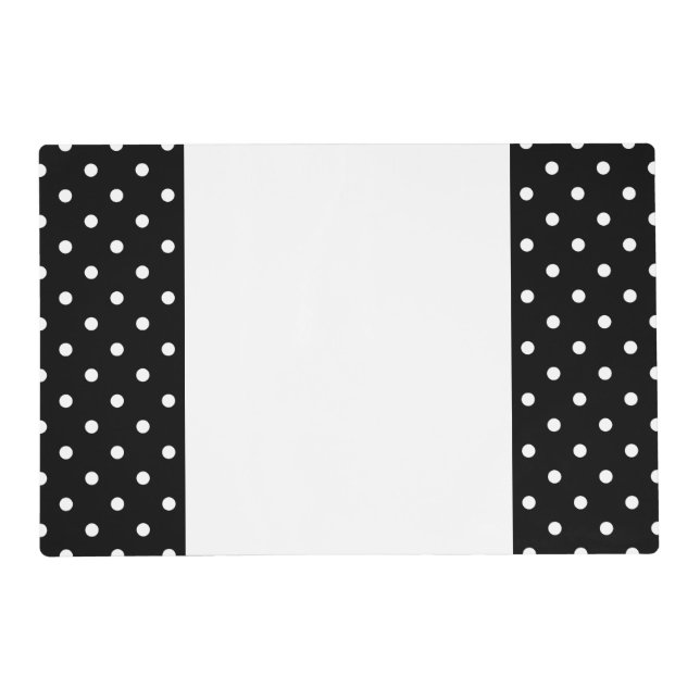  White Polka Dots On Black White Center  Placemat (Front)