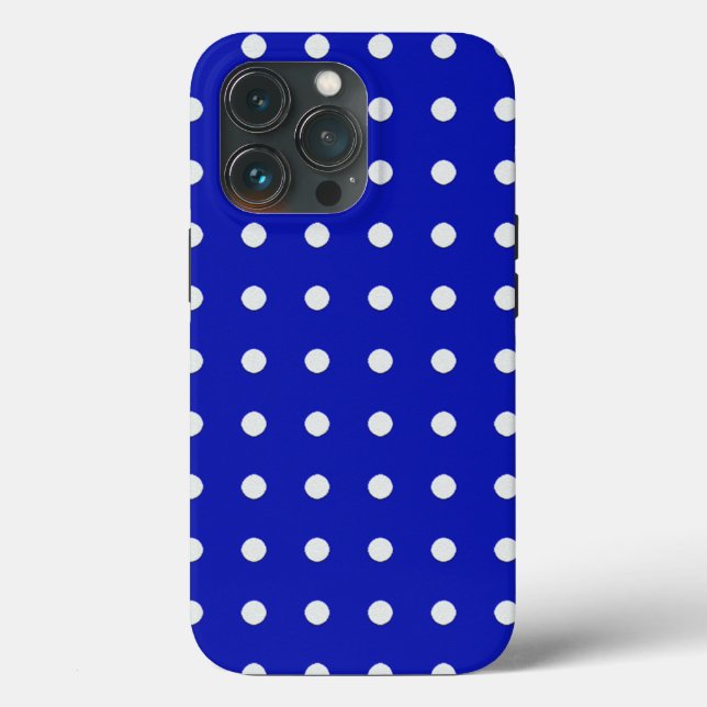 white Polka Dots on blue Case-Mate iPhone Case (Back)