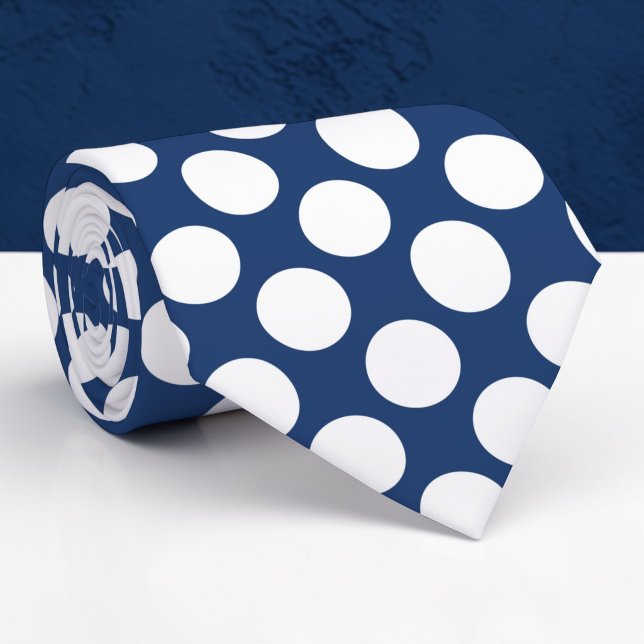 White Polka Dots on Blue Custom Necktie (Creator Uploaded)