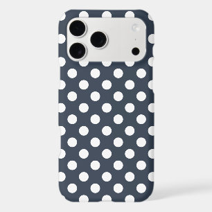 White polka dots on blue-gray iPhone 17 pro max case