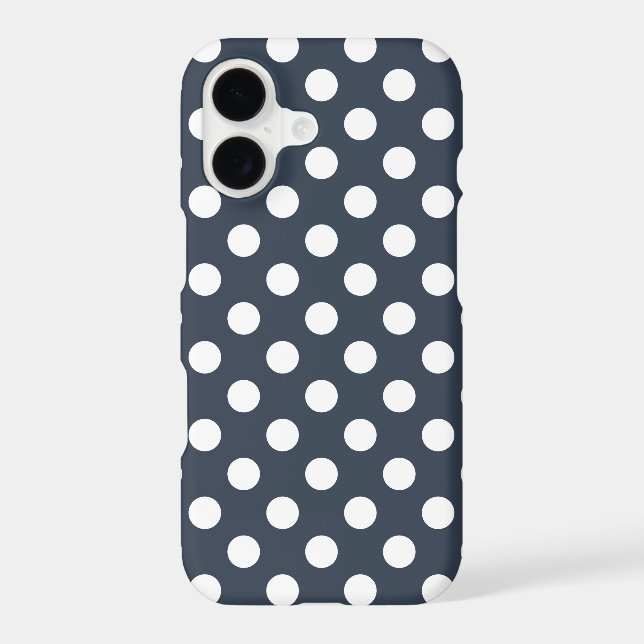 White polka dots on blue-gray Case-Mate iPhone case (Back)