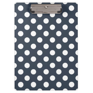 White polka dots on blue-gray clipboard