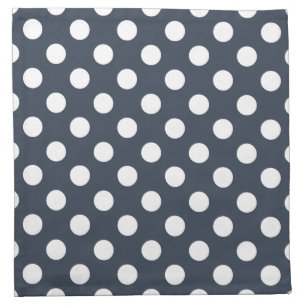 White polka dots on blue-gray cloth napkin