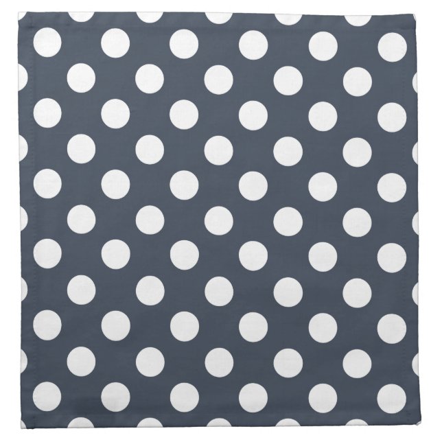White polka dots on blue-gray cloth napkin (Front)