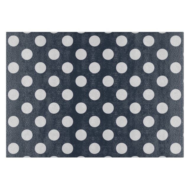 White polka dots on blue-gray cutting board (Front)