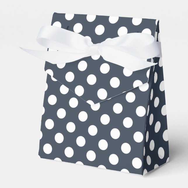 White polka dots on blue-gray favor boxes (Front Side)