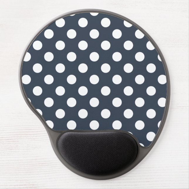 White polka dots on blue-gray gel mouse pad (Front)