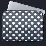 White polka dots on blue-gray laptop sleeve<br><div class="desc">White polka dots on blue-gray</div>