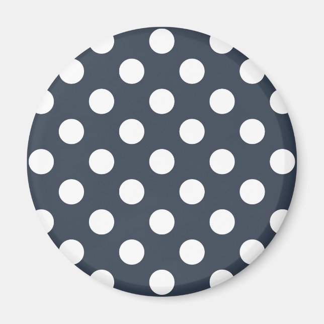 White polka dots on blue-gray magnet (Front)