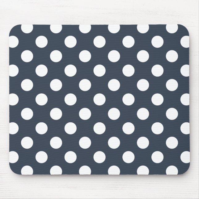 White polka dots on blue-gray mouse pad (Front)