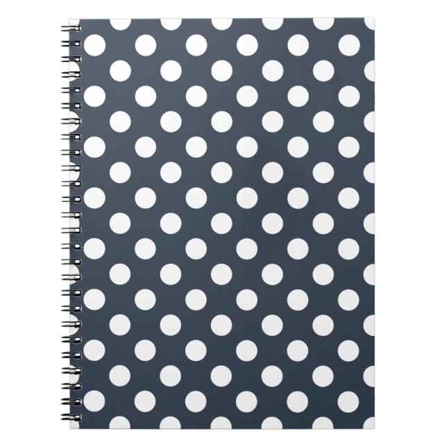 White polka dots on blue-gray notebook (Front)