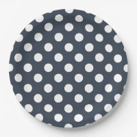 White polka dots on blue-gray