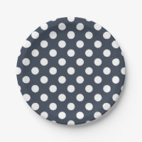 White polka dots on blue-gray