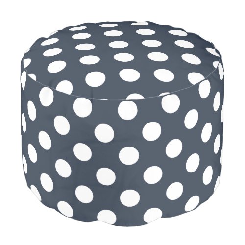 White polka dots on blue_gray pouf