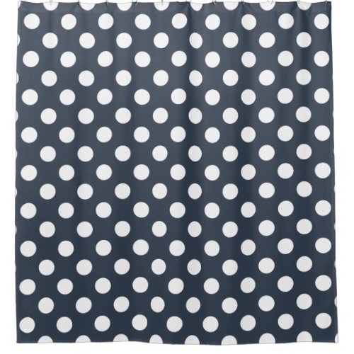 White polka dots on blue_gray shower curtain